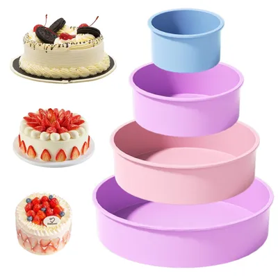 Produktbild von Omgoods – Set aus 4 runden Silikon-Kuchenformen – Backform-Set