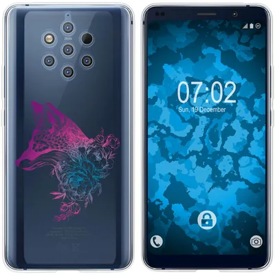 Produktbild von PhoneNatic Case kompatibel mit  Nokia 9 PureView Silikon-Hülle Floral Fuchs M1-6