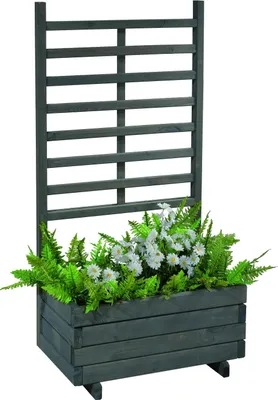 Image de Jardinière avec treillis "Gmunden" - l 136 cm x h 136 cm Gris vintage
