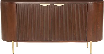 Produktbild von Sideboard mit 2 Türen - Mangoholz & Metall - Holzfarben & Goldfarben - NEVILI