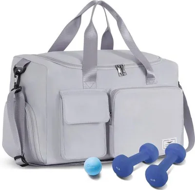 Produktbild von 35L Gym-Tas mit Schuhfach und Nässefach, wasserdichter Reisekoffer für Frauen und Männer, grau