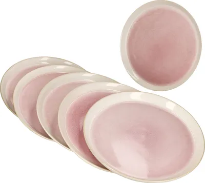 Zdjęcie produktu dla 6x Reactive Glaze Paris talerz obiadowy 6 osób kremowy różowy talerz obiadowy talerz grillowy