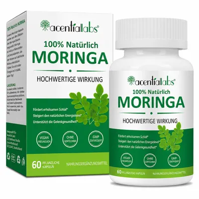 Produktbild von Moringa Kapseln 800mg, 60 Stück Vegan & ohne Zusätze - 30 Tage Vorrat Unterstützt Energie, Gelenke, Immunsystem und Darmgesundheit