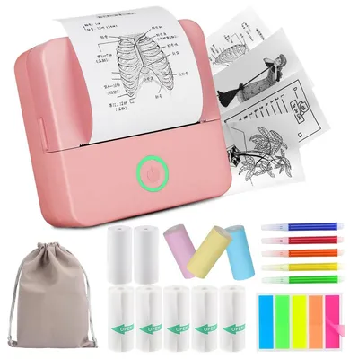 Productafbeelding van Draagbare printer thermisch - Inktloos - Bluetooth - Stickerprinter - 10 rollen