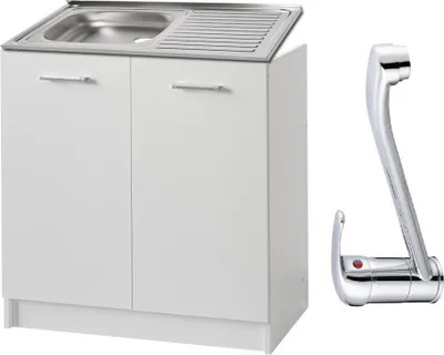 Produktbild von Stamar | Kuchynská skrinka, s drezom, batéria 80 cm, biela
