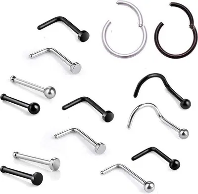 Produktbild von Famanu Nasenringe Neuspiercing Septumpiercing 08 mm Edelstahl Schwarz - Piercingschmuck