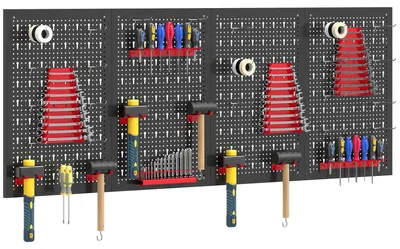Produktbild von HOMCOM Lagersystem Wandregal 60 x 40 cm, 38 stck. Schüttenregal mit Haken