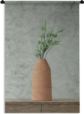 Produktbild von MuchoWow® Wandteppich Wandbehang Vase - Pflanzen - Stilleben 90x135 cm Tapisserie Dekoration Wandtuch - Baumwolle - Wandskulptur