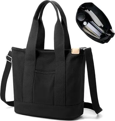 Image de Sac à main Famanu avec de nombreux compartiments - Noir