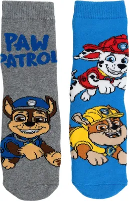Produktbild von Paw Patrol Socken für Jungen - Chase, Rubble und Marshall Kinder Sneaker Kindersocken Söckchen Blau/Grau (2er Pack) 27-30