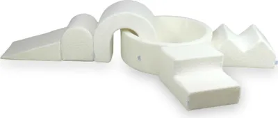 Produktbild von Schaumstoff-Spielset mit rundem Bällebad + 5 Elementen – 90x30 Boucle Weiß ohne Bällebadbälle / Ohne Bälle