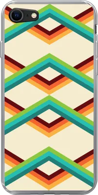 Produktbild von MuchoWow® Handyhülle Schutzhülle Hülle für Telefoonhoesje iPhone 8 Retro - Streifen - Design - Siebziger Jahre Silikon Softcase Handy Hülle - Schutzhaube