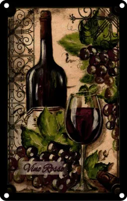 Produktbild von vianmo Blechschild 30x20 cm Kunst Stillleben Vino Rosso Rotwein Essen Trinken