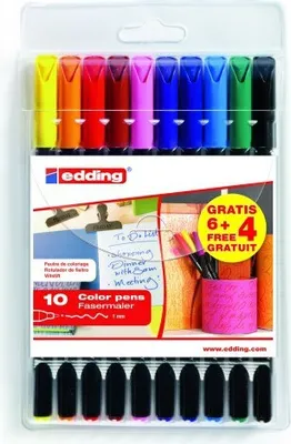 Produktbild von Edding Fasermaler bunt im Etui 6+4