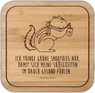 Produktbild von Mr. & Mrs. Panda Untersetzer Kork Eichhörnchen Smoothie - Transparent - Geschenk, Tischschoner, Green Smoothies, Abnehmen, Tischuntersetzer, Coaster, Streifenhörnchen