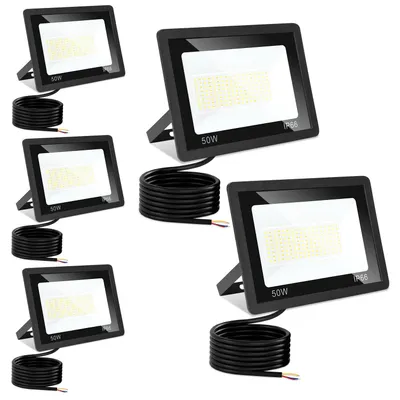 Zdjęcie produktu dla Vigevee, reflektor LED zewnętrzny, 50W, IP66, z 3 temperaturami barwowymi: 3000K/4000K/6500K, zestaw 5 sztuk