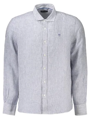 Produktbild von Elegantes Herren Langarmhemd Blau, Gestreift mit Spread-Kragen