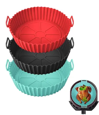 Air Fryer Silikon-Topfset, 3-teilig, 20 cm, wiederverwendbar