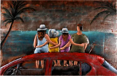 Image de Tableau métallique fait main "Family" FAM-2570 L=77cm, H=117cm, P=5cm