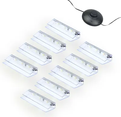 Image de kalb | LED Eclairage des bords de verre Clip Set 3000K/5000K Transparent Plug & Play 9er Set blanc froid