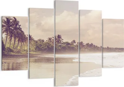 Produktbild von Bild auf Leinwand - Leinwandbild - 5 Teile - Palmen Strand Wasser - 150x100cm - Wand Bild - Wanddeko - Wandbilder - Leinwanddruck - Bilder - Wanddekoration - Leinwand bilder - EA150x100-4917