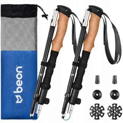 Produktbild von Trekkingstöcke Beon Fold Black 2 Stück, verstellbar, Korkgriff, 156-194 cm