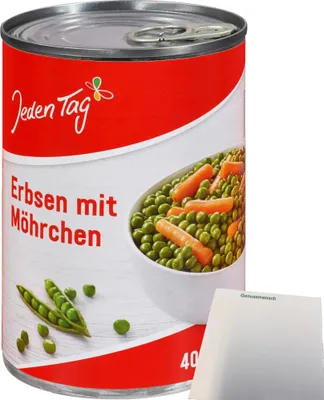 Produktbild von Jeden Tag Erbsen sehr fein mit Möhren (425ml Dose) + usy Block