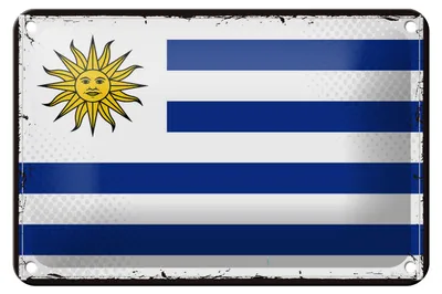 Produktbild von Blechschild Flagge Uruguays 18x12cm Retro Flag of Uruguay Dekoration