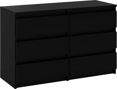 Image de Commode 6 tiroirs noir mat 100x33,5x71,5 Sideboard armoire à tiroirs pour salon chambre à coucher rangement meuble penderie