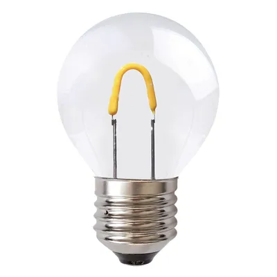 Imagen del producto de Bombilla LED con forma de filamento, diseño tipo "gota", 1W equivalente a 10W, casquillo E27, transparente, de plástico resistente, luz blanca cálida extra (2400K)