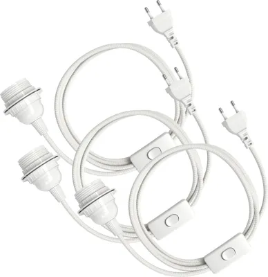 Produktbild von EAZY CASE 3x E27 Lampenfassung mit Kabel 3,5m, aus Kunststoff, mit Ein- und Ausschalter, Sockeladapter in Weiß