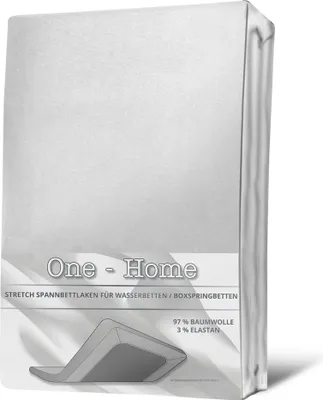 A product shot of a white fitted sheet packaging.