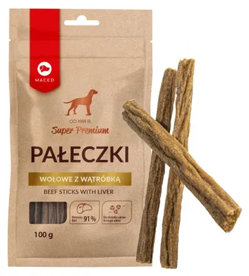 Obrázek produktu pro Maced Super Premium psí pamlsky Hovězí tyčinky s játry 100g