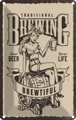 Produktbild von vianmo Blechschild 18x12 cm Traditional Brewing live for Beer