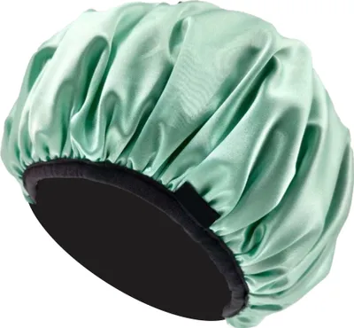 Produktbild von 3 in 1 – Mikrofaser-Haartuch, Satin-Schlafmütze und Duschhaube in 1 – Schwarz oder Grün – Kopftuch, wiederverwendbare Haube