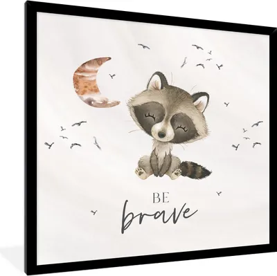 Produktbild von MuchoWow® Gerahmtes Poster Aquarell - Sei mutig - Zitate - Kinder - Jungen - Mädchen 40x40 cm - Poster mit Schwarzem Bilderrahmen Wandposter Rahmen Foto Bilder - Mit Rahmen - Wanddekoration Schlafzimmer
