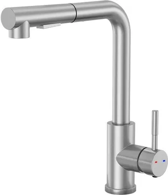 Produktbild von Küche, Küchenarmatur mit ausziehbarer Brause, 360° schwenkbar, einhebeliger Waschtischarmatur, Mischarmatur, Küche, Edelstahl, Küchenarmatur, 2 Strahlarten, gebürstet