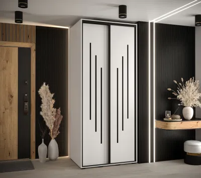 Produktbild von Kleiderschrank YVONA 8 - 100/60 cm, weiß/schwarz