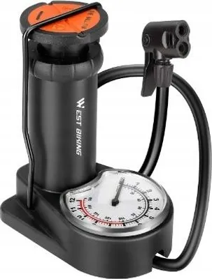 Produktbild von SOLIDE, HANDLICHE FAHRRADPUMPE mit Manometer, fußbetätigt, für die Automontage