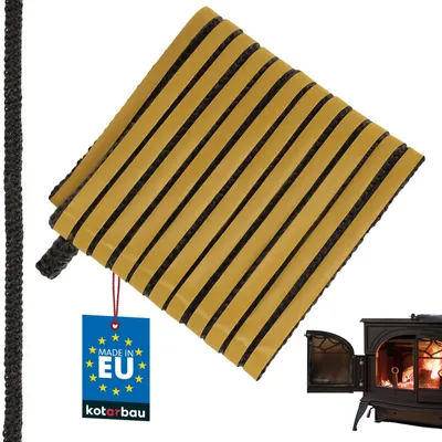 Produktbild von Glasfaser Ofendichtband Kaminkordel - Selbstklebend - 8 x 4 mm - 2,5 m - Schwarz