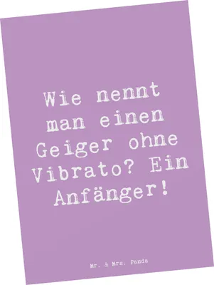 Produktbild von Mr. & Mrs. Panda Postkarte Spruch Violine Anfänger - Lavendeltraum - Geschenk, Fotokarte, Musik, Grußkarte, Streichinstrument, Musiker, Instrument, einzelkarte, Lernen