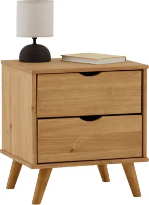 Produktbild von Nachttisch COLIMA, 2 Schubladen, Massivholz Kiefer, ideal für Boxspringbetten, natur