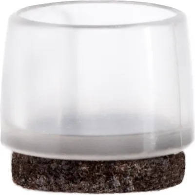 Produktbild von Adsamm® | Adsamm® / 16 x Stuhlbeinkappen mit Filz / Ø 20 mm / für runde Rohre Ø 19 - 20 mm / Transparent / rund / Filz-Möbelgleiter für Stahlrohrstühle