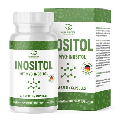 Produktbild von Green Nutrition Myo Inositol Kapseln - 1400 mg pro Tagesdosis - 90 Kapseln - vegan- 1x