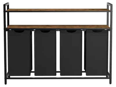 Produktbild von Wäschekorb mit 4 herausnehmbaren Taschen und Ablage | Braun, schwarz | 33x115,6x92 cm