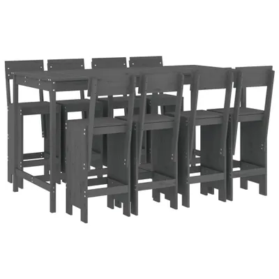 Produktbild von 9-tlg. Gartenbar-Set Grau Massivholz Kiefer
