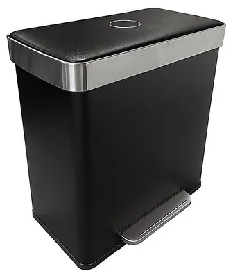 Image de Poubelle de tri sélectif 60 L avec 2 bacs - pédale et fermeture soft-close - noir mat