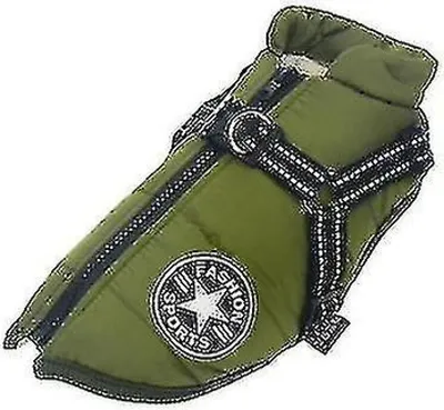 Produktbild von Große Hundejacke mit Geschirr, warme Winterkleidung für Hunde, wasserdicht, XXL, Grün