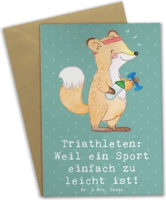 Produktbild von Mr. & Mrs. Panda babykarte Triathlon Helden - Meeresbrise - Geschenk, Sportler, Ausdauer, Radfahren, Teamsport, Grußkarten, Grußkarte, Geschenke, einladungskarten