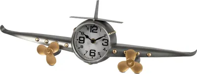 Produktbild von Wanduhr Flugzeug silber 56x18cm aus Metall Formano